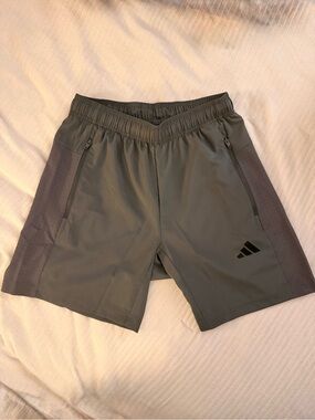 adidas Gray Athletic Shorts with Black Logo Accent